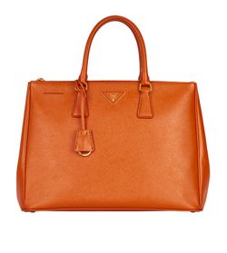 Saffiano Double Zip Lux Tote, leather, orange, 3*, DB/AC, MII